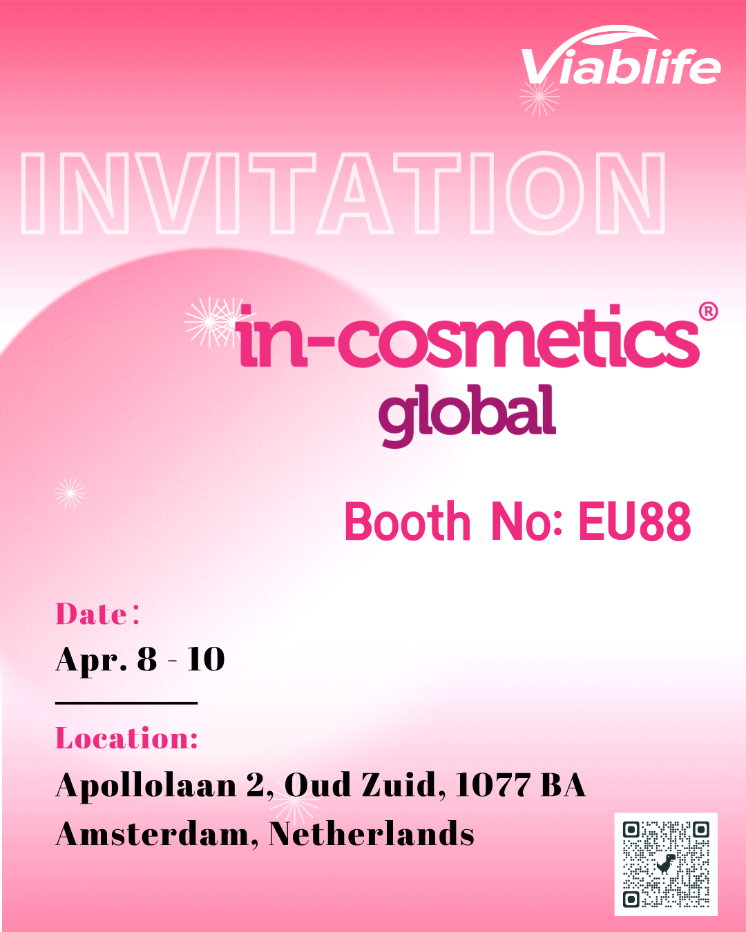 Viablife приглашает вас посетить выставку In-Cosmetics Global!